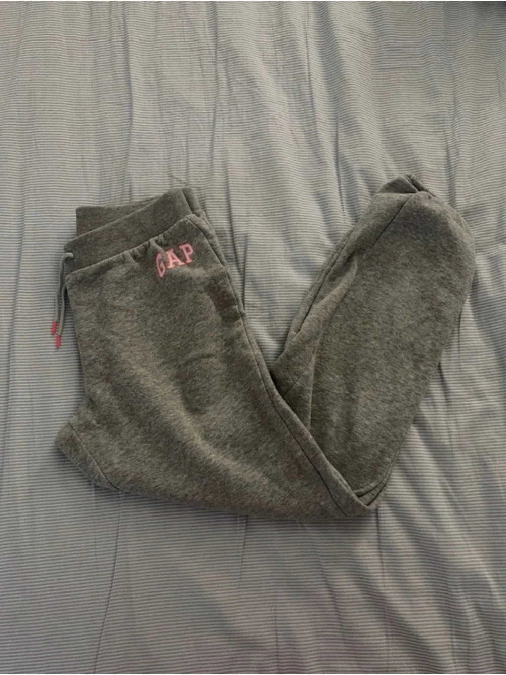 GAP Kids Heather Gray Jogger Sweatpants with Pink Logo